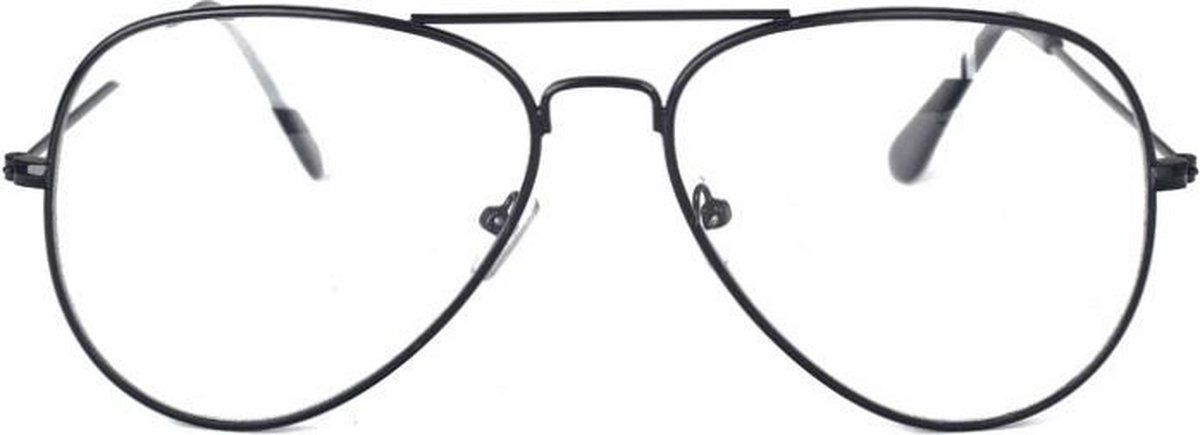 Aviator Bril Black | Zwart | Bril zonder sterkte | 50 mm